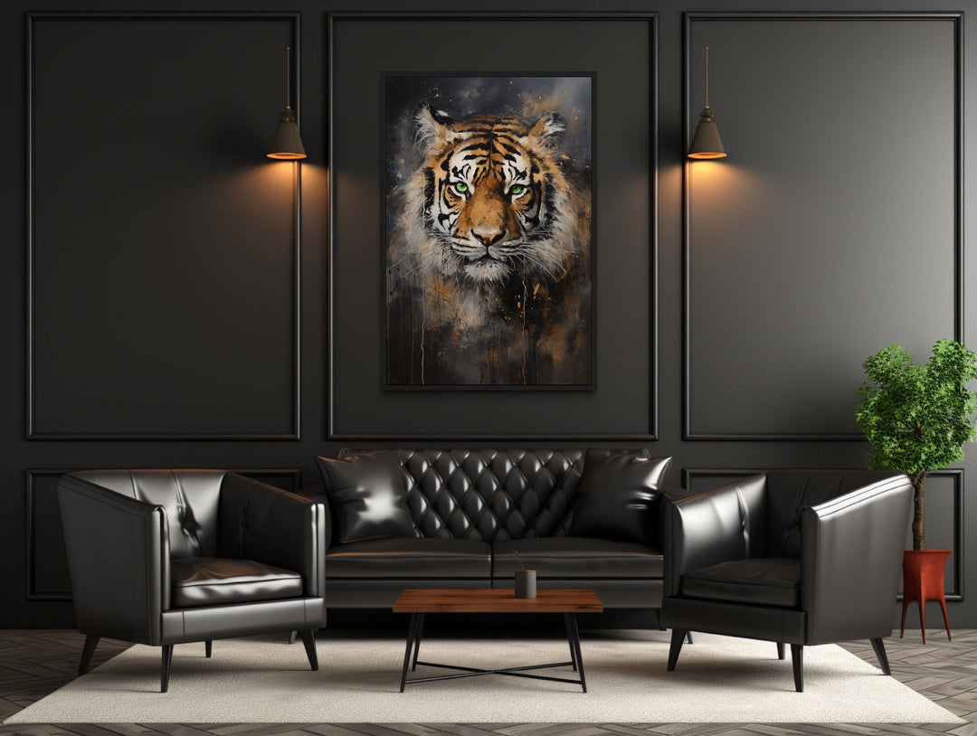 Colorful Tiger Abstract Graffiti Framed Canvas Wall Art