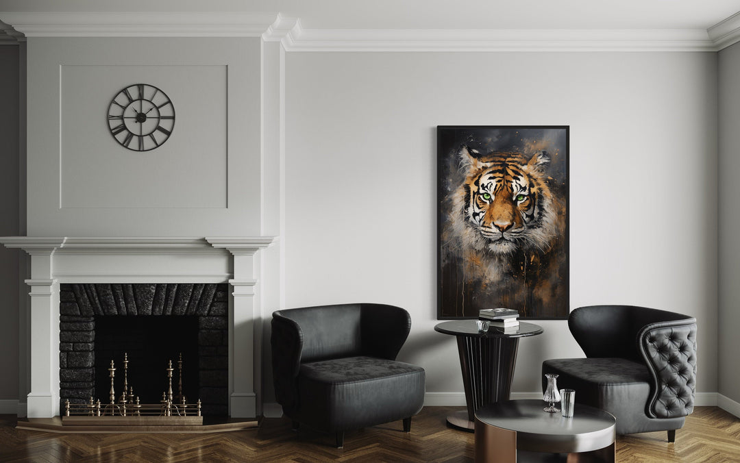 Colorful Tiger Abstract Graffiti Framed Canvas Wall Art