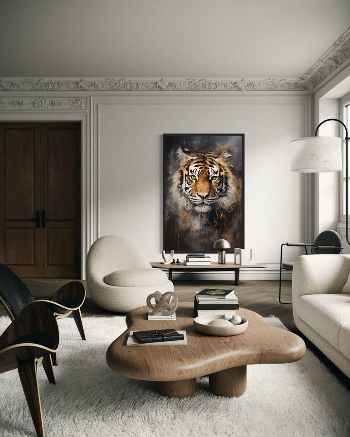 Colorful Tiger Abstract Graffiti Framed Canvas Wall Art