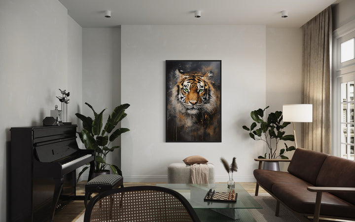 Colorful Tiger Abstract Graffiti Framed Canvas Wall Art