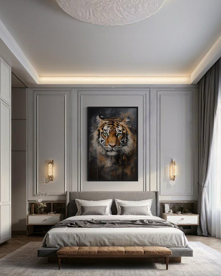 Colorful Tiger Abstract Graffiti Framed Canvas Wall Art