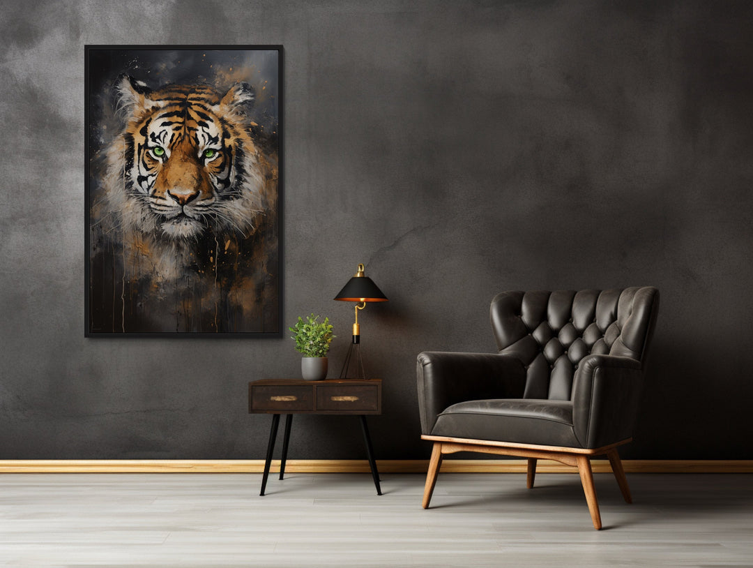 Colorful Tiger Abstract Graffiti Framed Canvas Wall Art