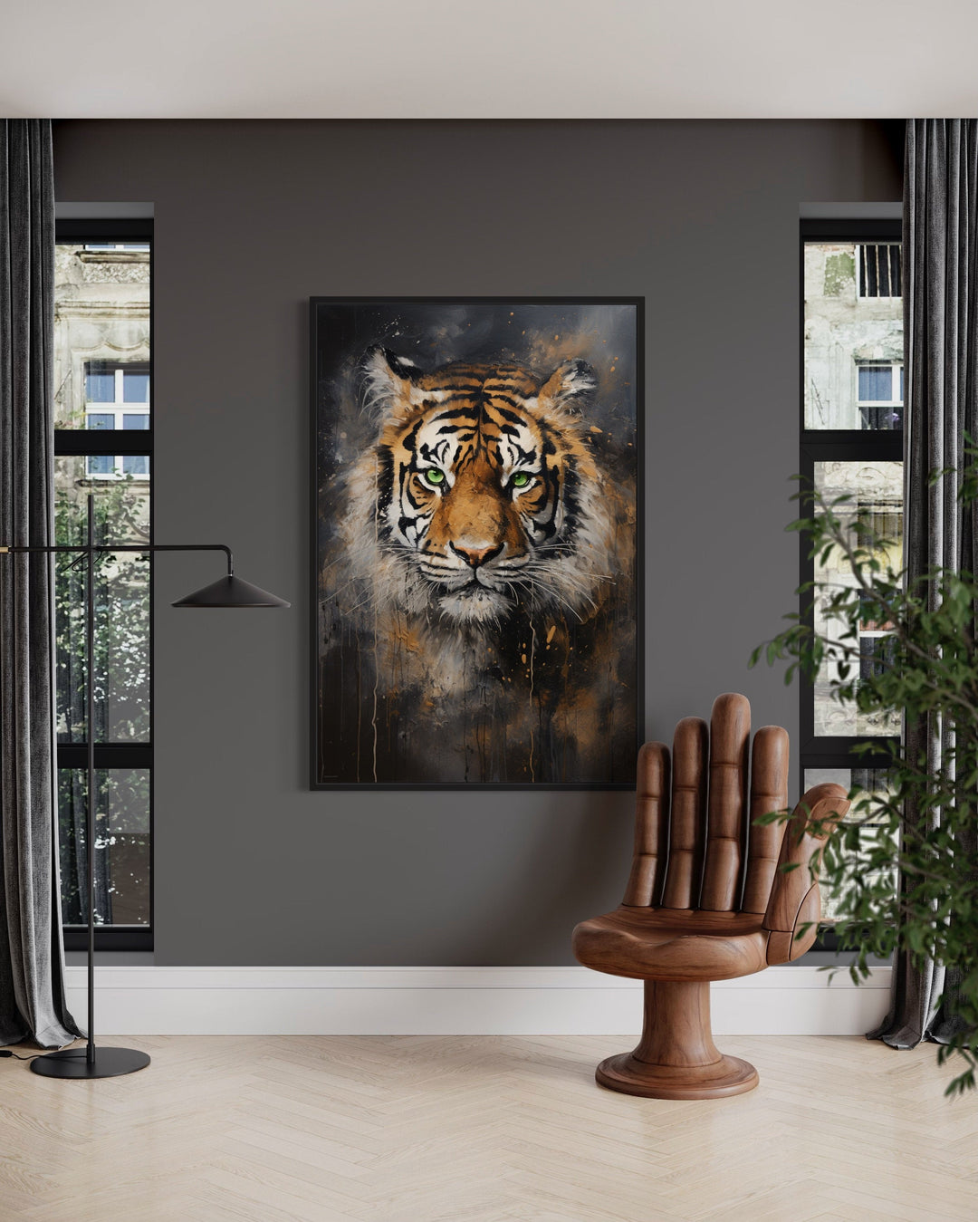 Colorful Tiger Abstract Graffiti Framed Canvas Wall Art