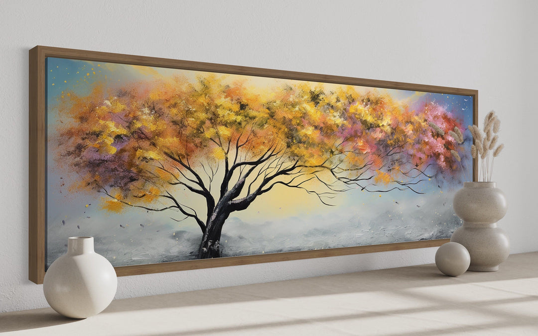 Colorful Tree Over Bed Horizontal Framed Canvas Wall Art