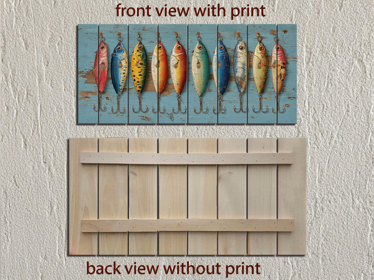 Vintage Fishing Lures Wood Wall Art