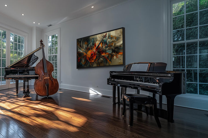 Colorful Violin Abstract Classical Music Framed Canvas Wall Art
