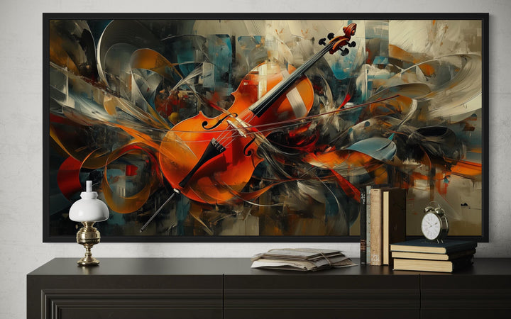 Colorful Violin Abstract Classical Music Framed Canvas Wall Art