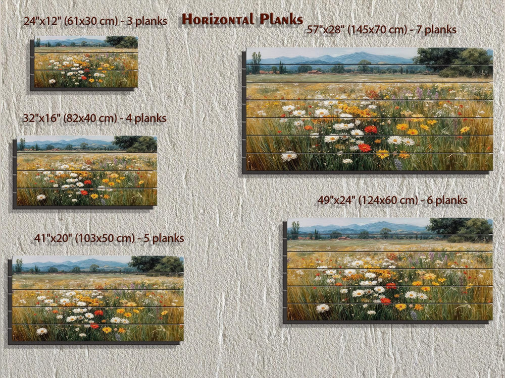 Colorful Wildflower Field Distressed Wood Wall Art