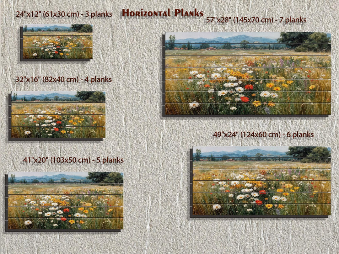Colorful Wildflower Field Distressed Wood Wall Art