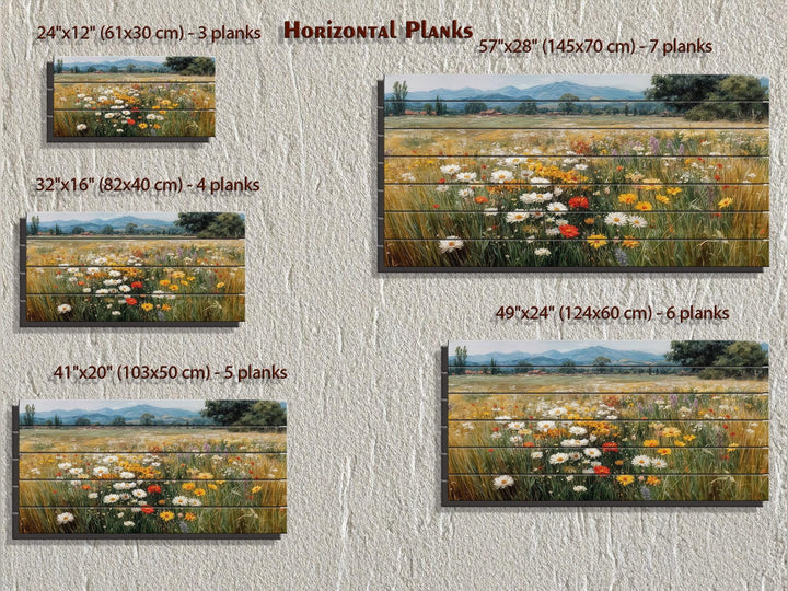 Colorful Wildflower Field Distressed Wood Wall Art
