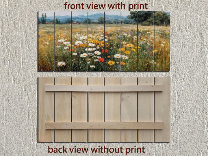 Colorful Wildflower Field Distressed Wood Wall Art