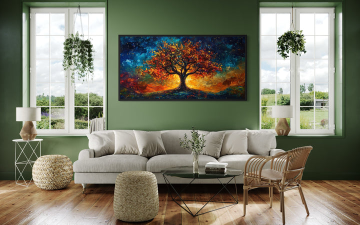 Colorful Yggdrasil Tree Of Life Framed Canvas Wall Art