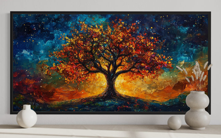 Colorful Yggdrasil Tree Of Life Framed Canvas Wall Art