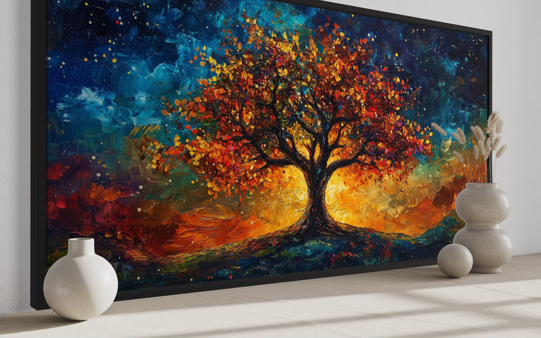 Colorful Yggdrasil Tree Of Life Framed Canvas Wall Art