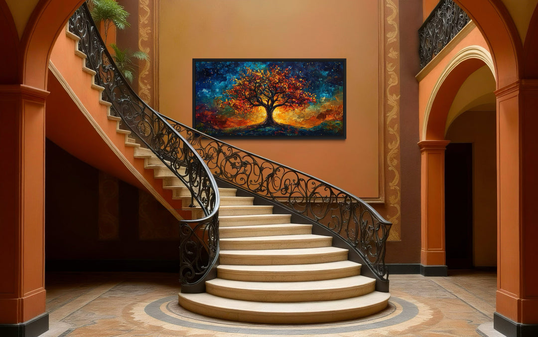 Colorful Yggdrasil Tree Of Life Framed Canvas Wall Art