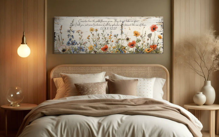 Consider How The Wildflowers Grow Scripture Long Horizontal Canvas Wall Art