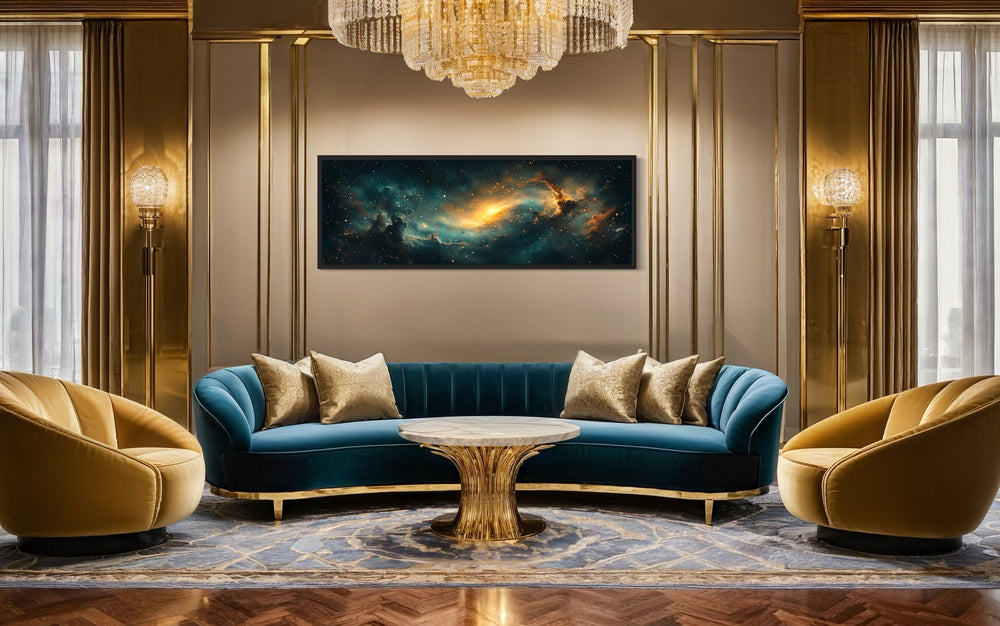 Cosmic Nebula Space Long Horizontal Canvas Wall Art For Man's Bedroom