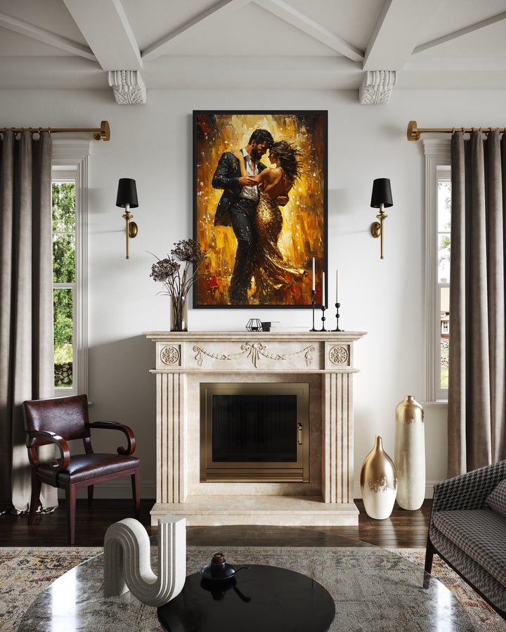 Couple Dancing Latin Dance Framed Canvas Wall Art