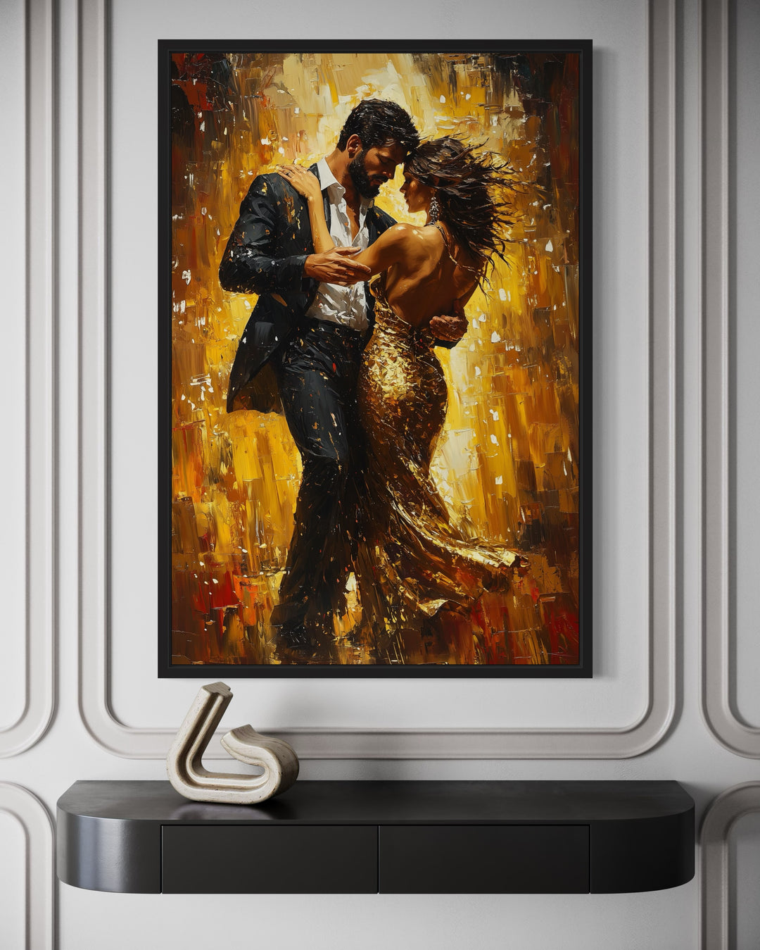 Couple Dancing Latin Dance Framed Canvas Wall Art