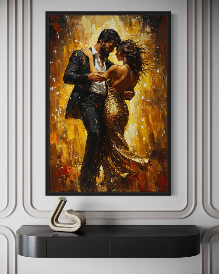 Couple Dancing Latin Dance Framed Canvas Wall Art