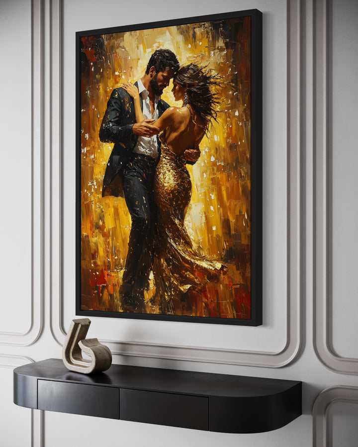 Couple Dancing Latin Dance Framed Canvas Wall Art