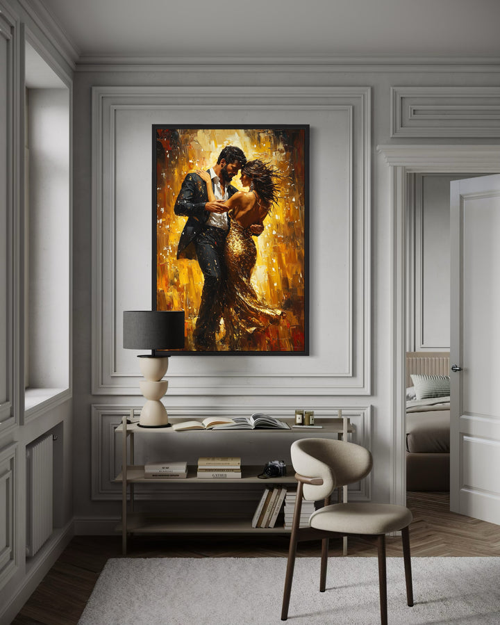 Couple Dancing Latin Dance Framed Canvas Wall Art