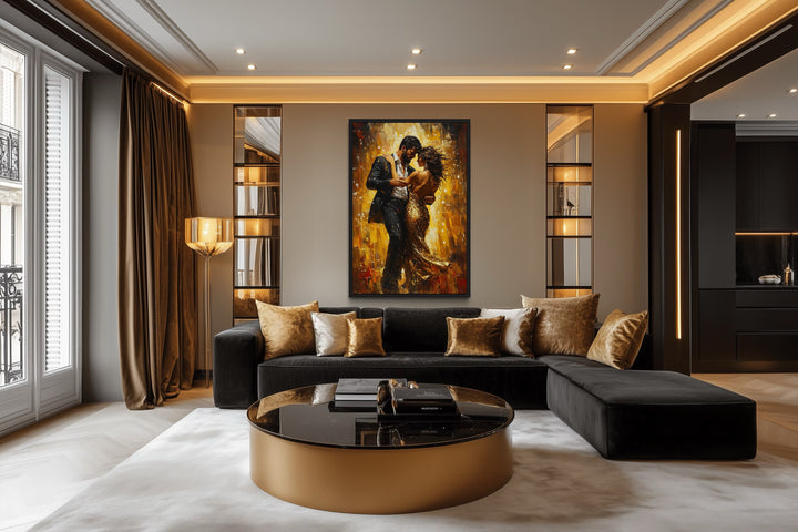 Couple Dancing Latin Dance Framed Canvas Wall Art