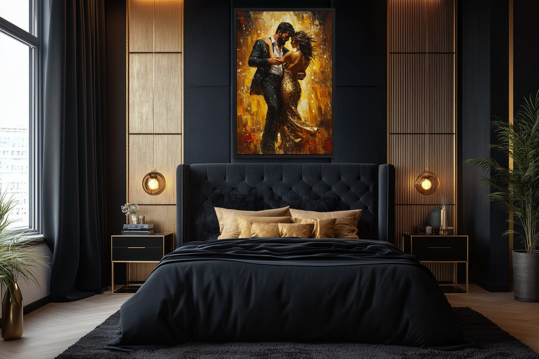 Couple Dancing Latin Dance Framed Canvas Wall Art