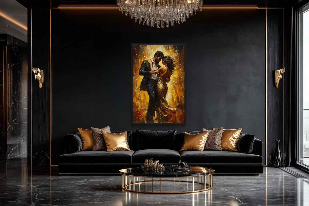 Couple Dancing Latin Dance Framed Canvas Wall Art