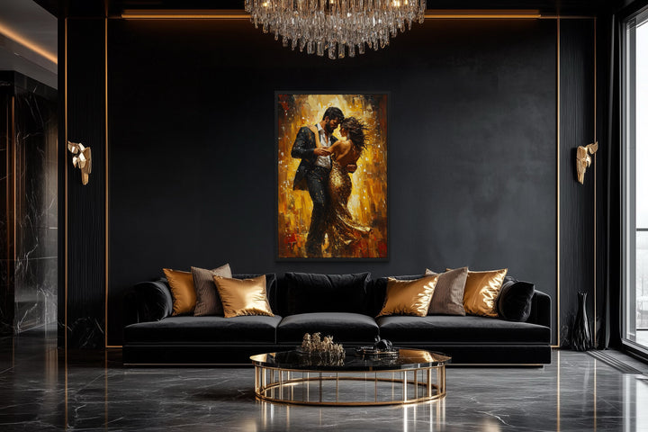 Couple Dancing Latin Dance Framed Canvas Wall Art