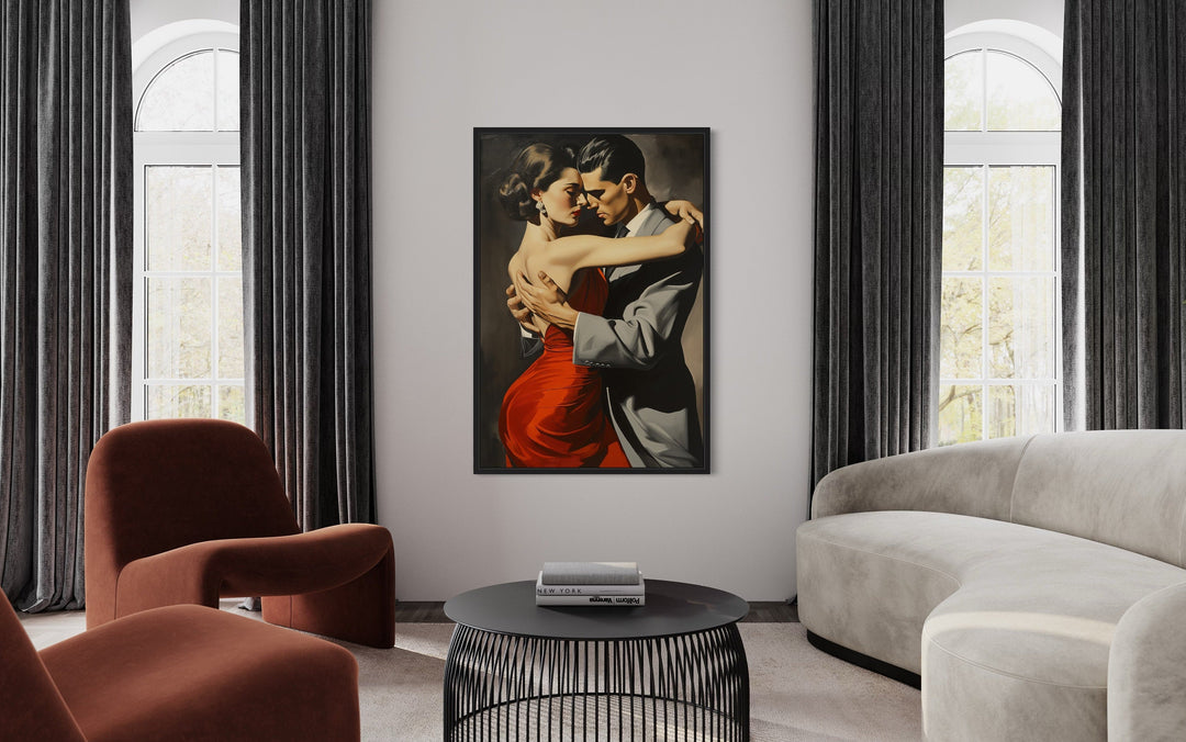 Couple Dancing Latin Dance Framed Canvas Wall Art