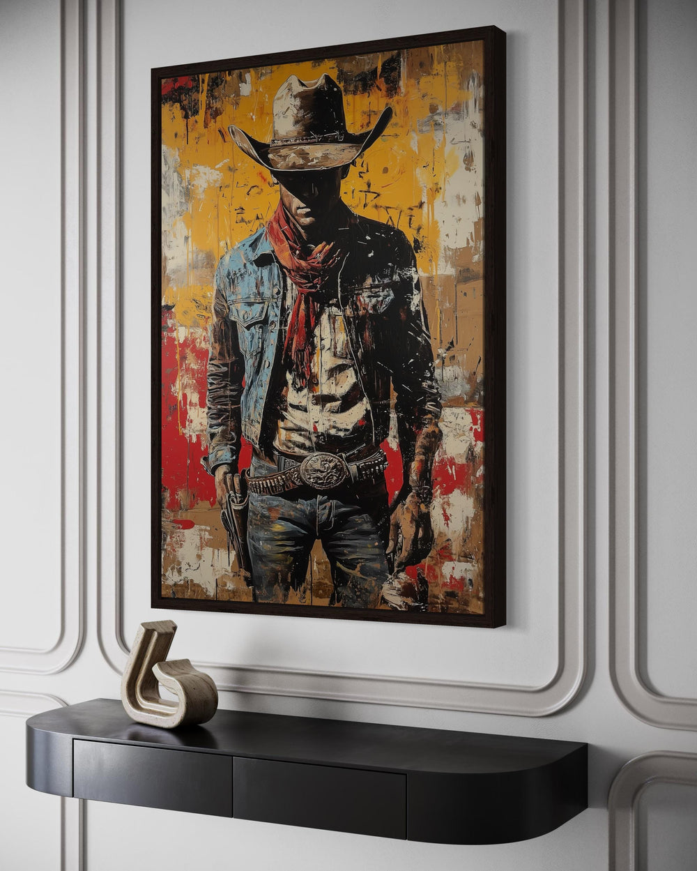Cowboy Graffiti Framed Canvas Wall Art
