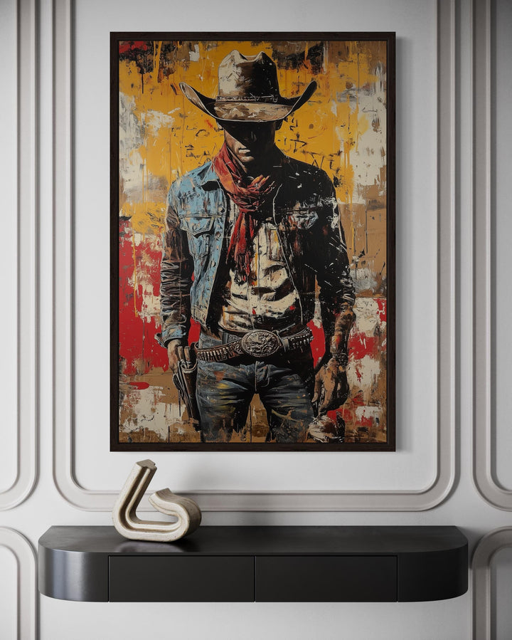 Cowboy Graffiti Framed Canvas Wall Art
