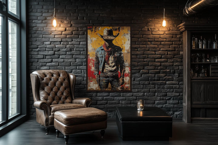 Cowboy Graffiti Framed Canvas Wall Art