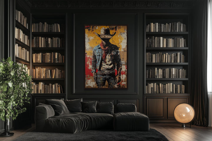 Cowboy Graffiti Framed Canvas Wall Art