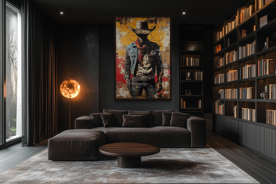 Cowboy Graffiti Framed Canvas Wall Art