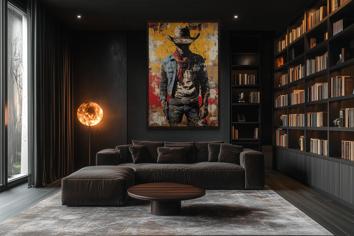 Cowboy Graffiti Framed Canvas Wall Art