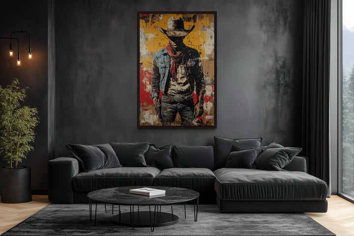 Cowboy Graffiti Framed Canvas Wall Art