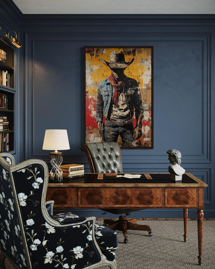 Cowboy Graffiti Framed Canvas Wall Art