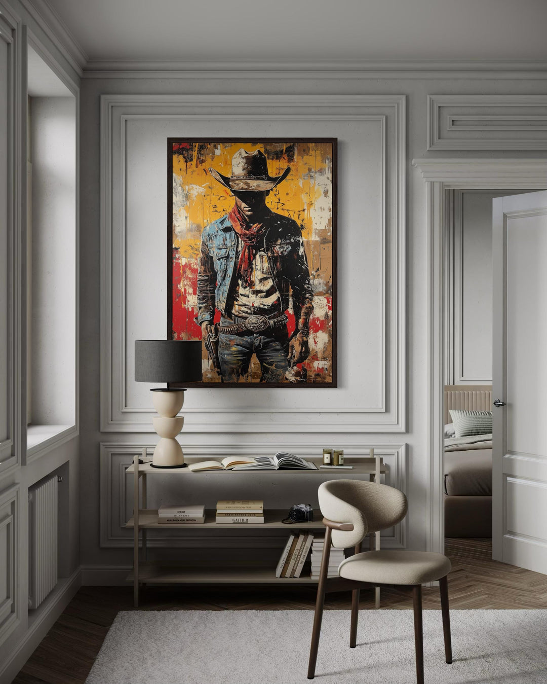 Cowboy Graffiti Framed Canvas Wall Art