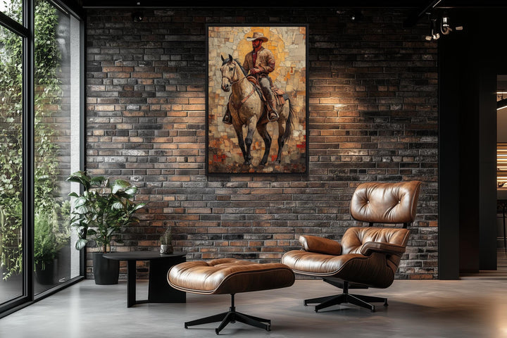 Cowboy on Horseback Western Canvas Wall Art