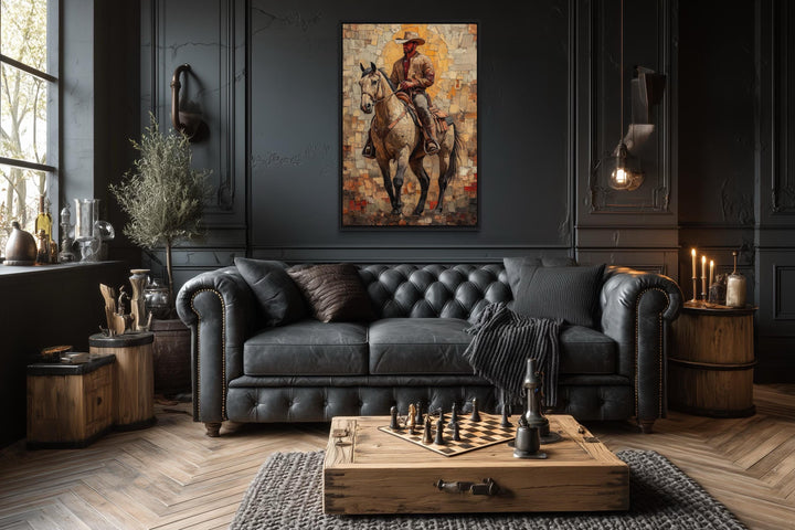 Cowboy on Horseback Western Canvas Wall Art