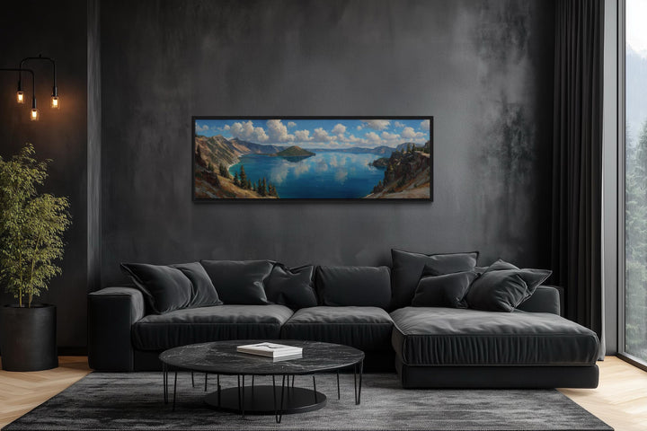 Crater Lake Long Horizontal Framed Canvas Wall Art
