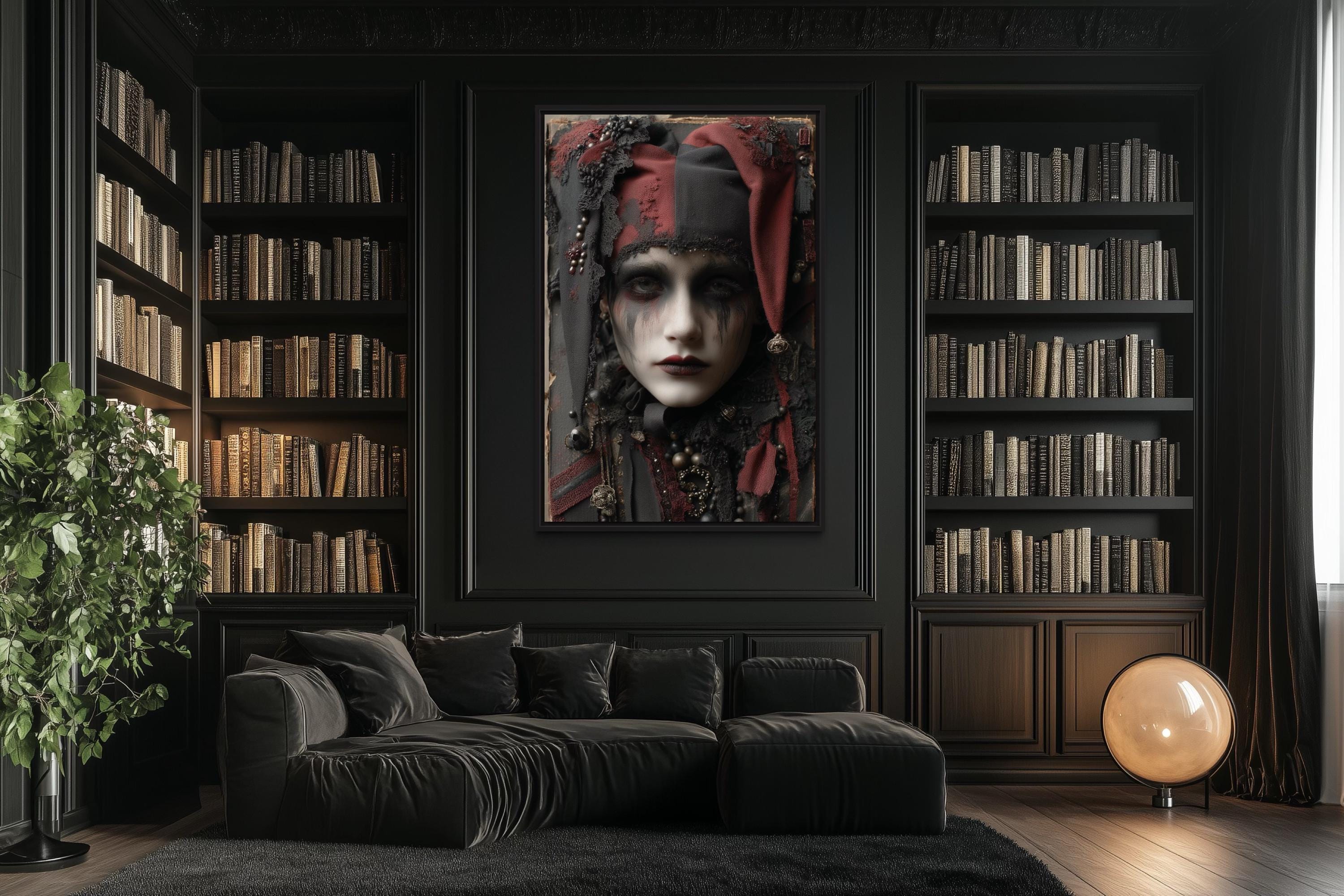 Creepy Victorian Harlequin Gothic Wall Art | Dark Home Decor