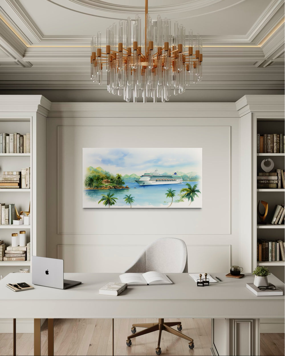 Cruise Ship Docked At Tropical Island Wall Art