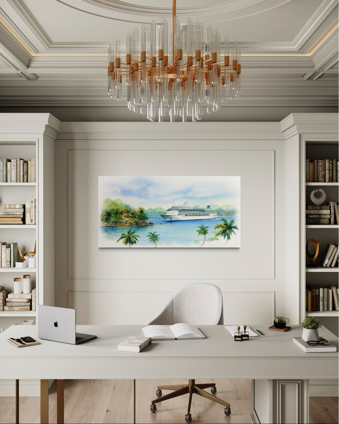 Cruise Ship Docked At Tropical Island Wall Art