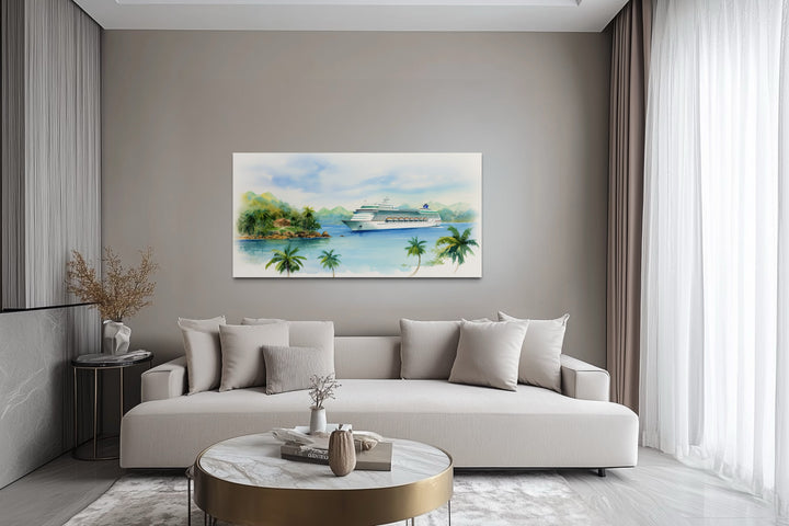 Cruise Ship Docked At Tropical Island Wall Art