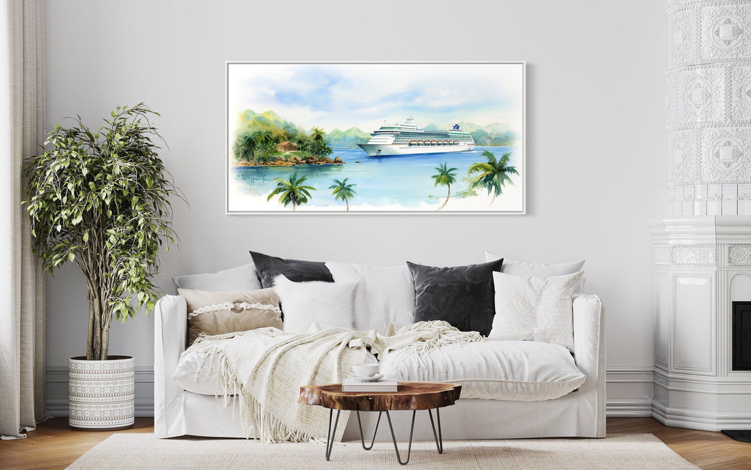 Cruise Ship Docked At Tropical Island Wall Art