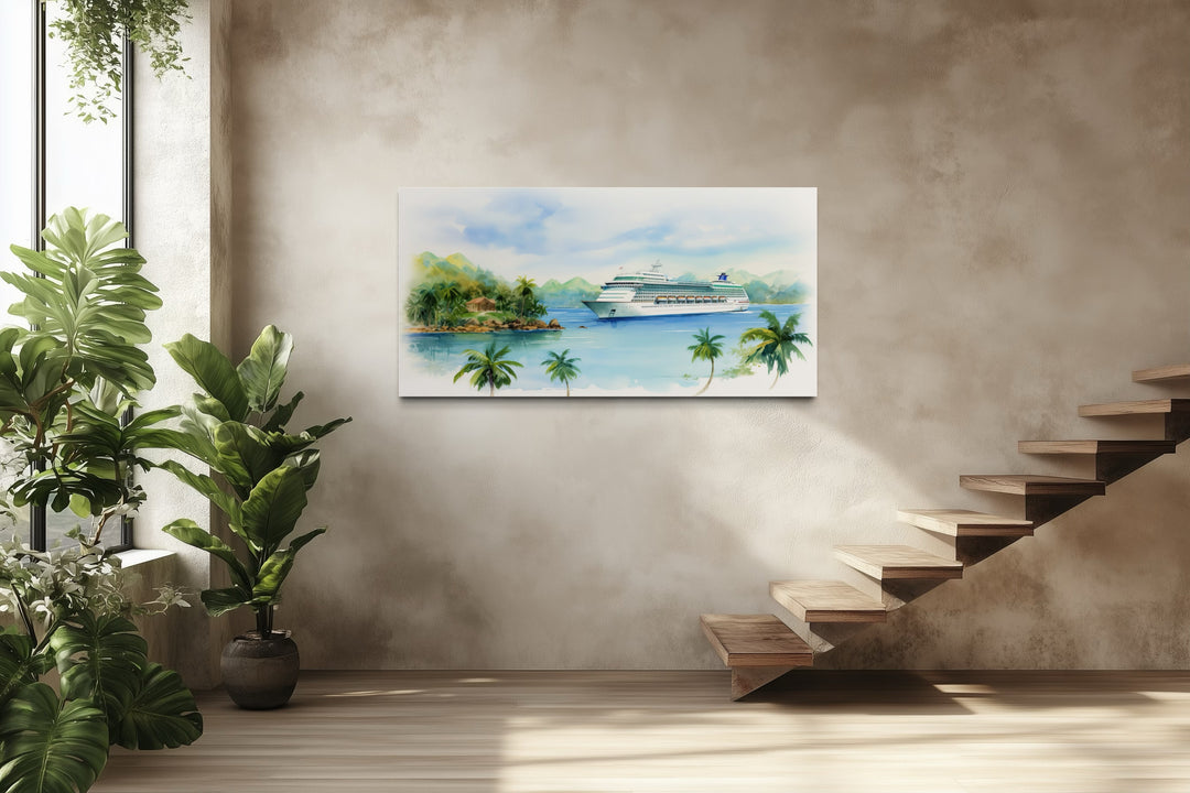 Cruise Ship Wall Art – Tropical Island Canvas | Coastal Beach Print Decor