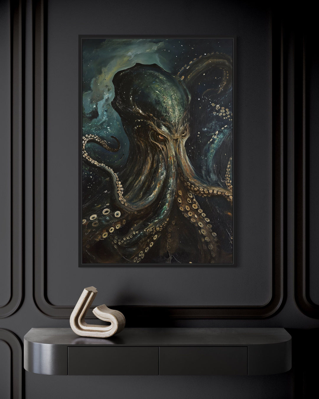 Cthulhu Space Monster Gothic Framed Canvas Wall Art